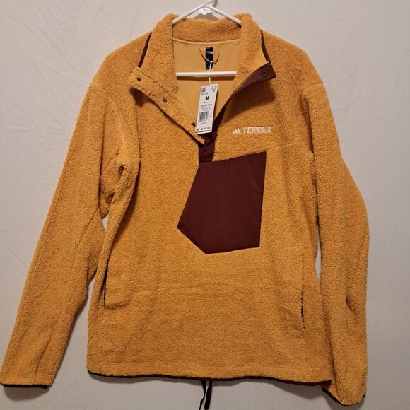 Adidas Men’s Terrex XPloric High Pile Snap Fleece Pullover Yellow IB1138 SIZE M - Picture 4 of 10